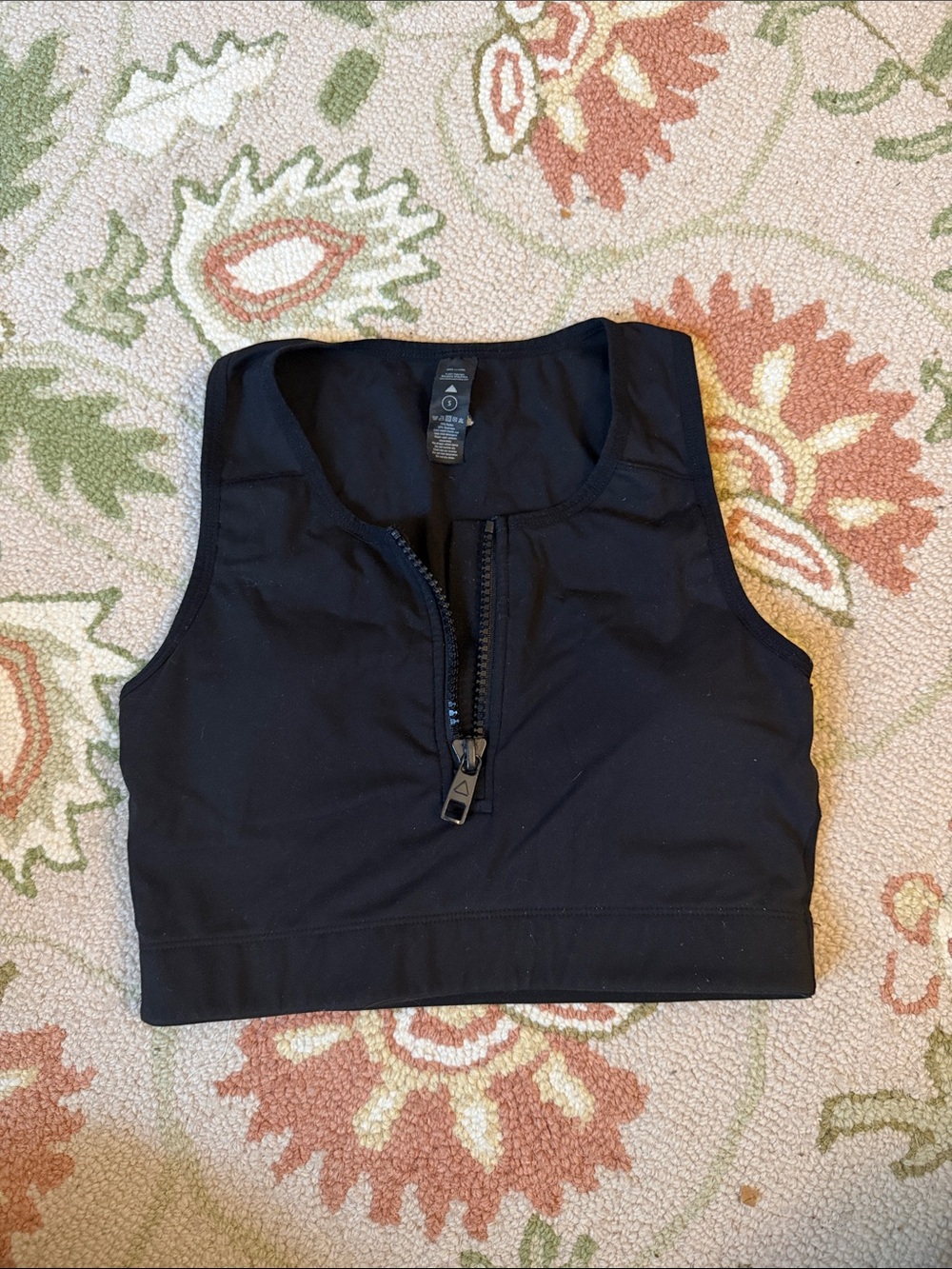 Black Balance Athletica Vitality Zip-Front Cropped Bra Top